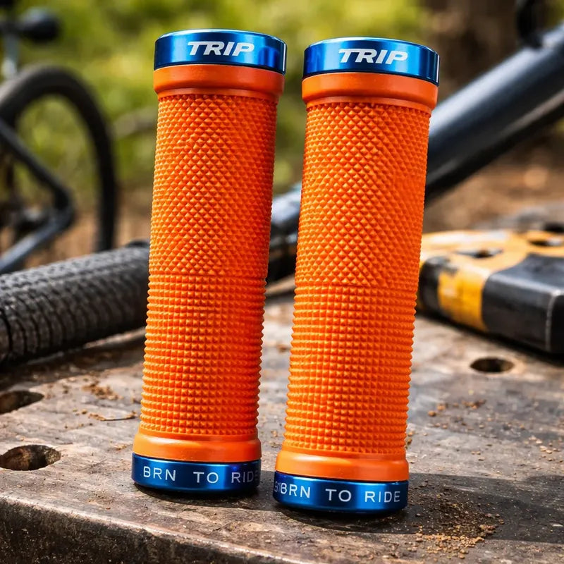 Puños Bicicleta Trip Lock Grips Antideslizante Orange Blue Naranjo / Azul