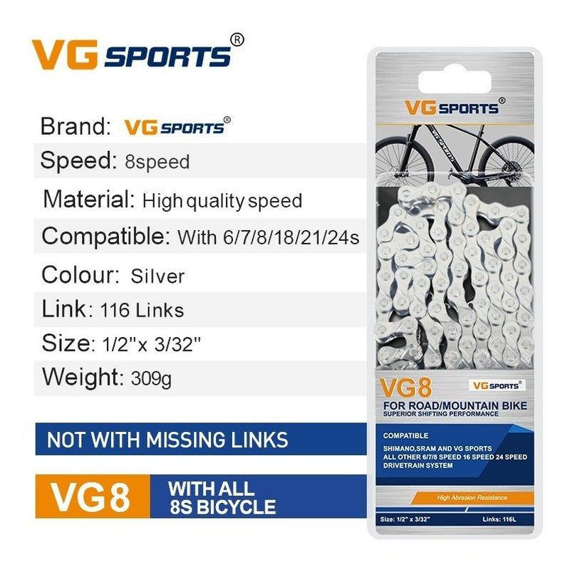 Cadena 8v Velocidades Bicicleta Mtb Ruta Ultra Ligera 116l Mi tienda-Repuesto-de-bicicleta