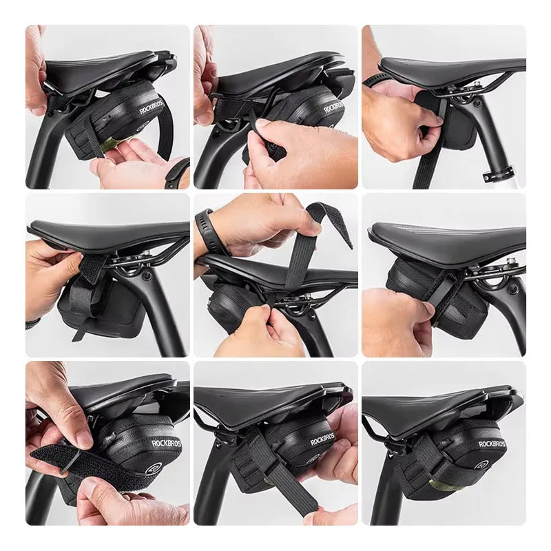 Bolso Alforja Para Sillín Bicicleta Compacto Rockbros Verde Oscuro