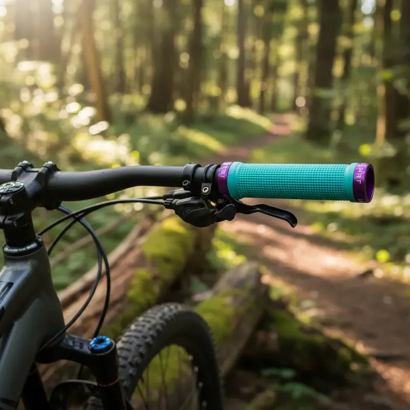 Puños Bicicleta Trip Lock Grips Antideslizante Turquesa Turquesa / Morado