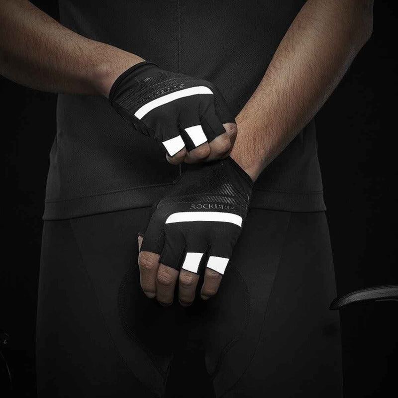 Guantes Bicicleta Rockbros Reflectantes Dedo Corto Ruta Mtb Mi tienda-Repuesto-de-bicicleta