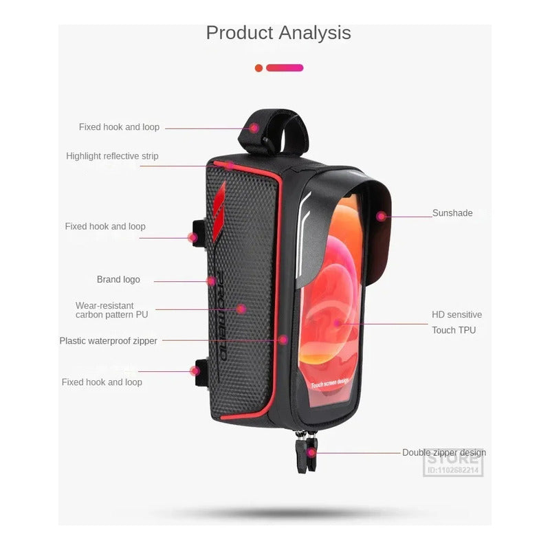 Bolso Delantero Bicicleta Porta Celular Tactil Impermeable Mi tienda-Repuesto-de-bicicleta