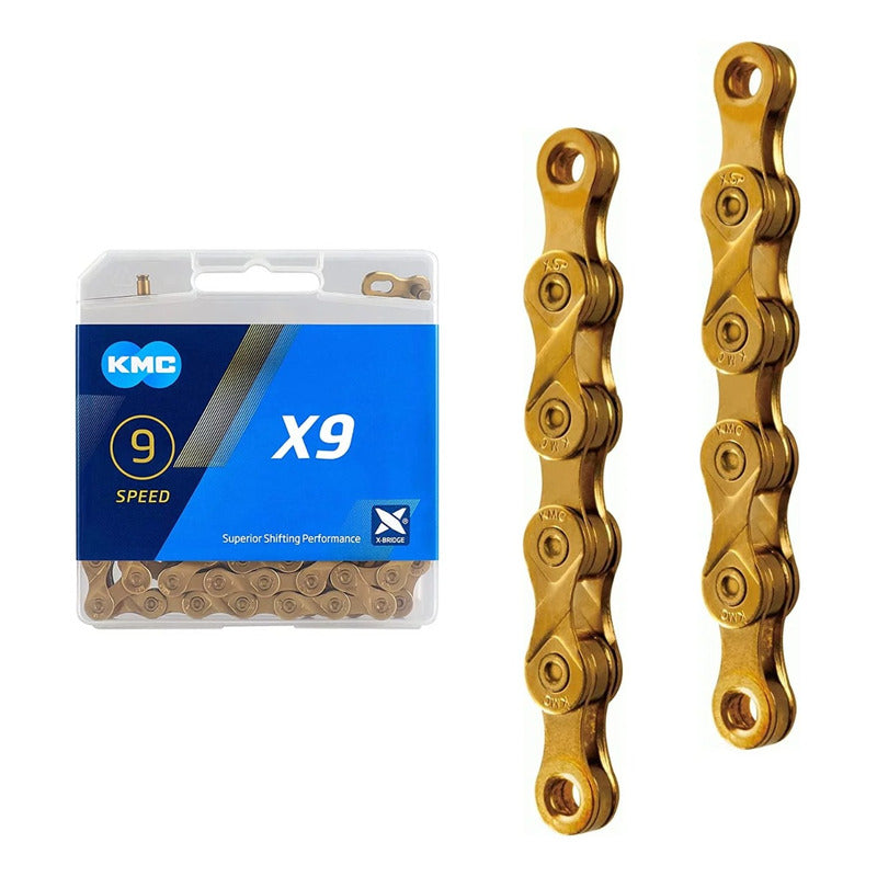 Cadena 9v Kmc X9 Gold Ultra Light 3x9 2x9 1x9 Mi tienda-Repuesto-de-bicicleta