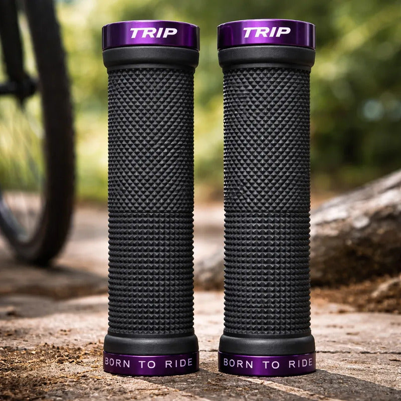 Puños Bicicleta Trip Lock Grips Antideslizante Black Purple Negro / Morado
