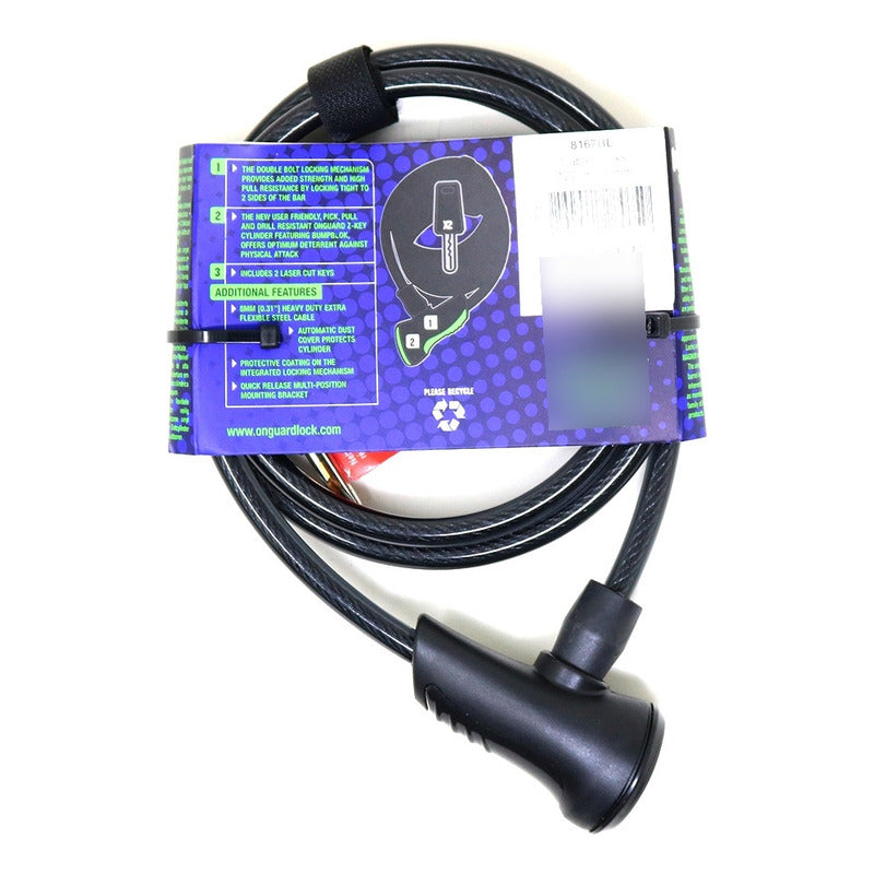 Candado Bicicleta Onguard Neon 8167 C/llave 120cm X 8mm Mi tienda-Repuesto-de-bicicleta