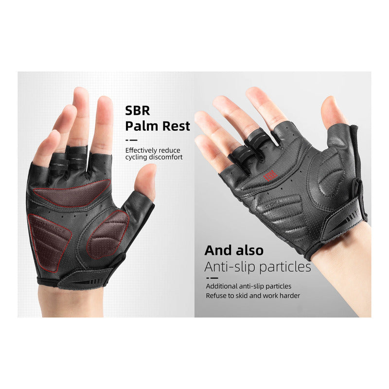 Guantes Bicicleta Rockbros Reflectantes Cuero Dedo Corto Mtb Mi tienda-Repuesto-de-bicicleta
