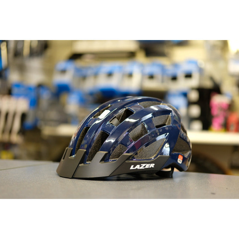 Casco Bicicleta Lazer Dlx Blue Certificado Con Luz Mtb Ruta Mi tienda-Repuesto-de-bicicleta