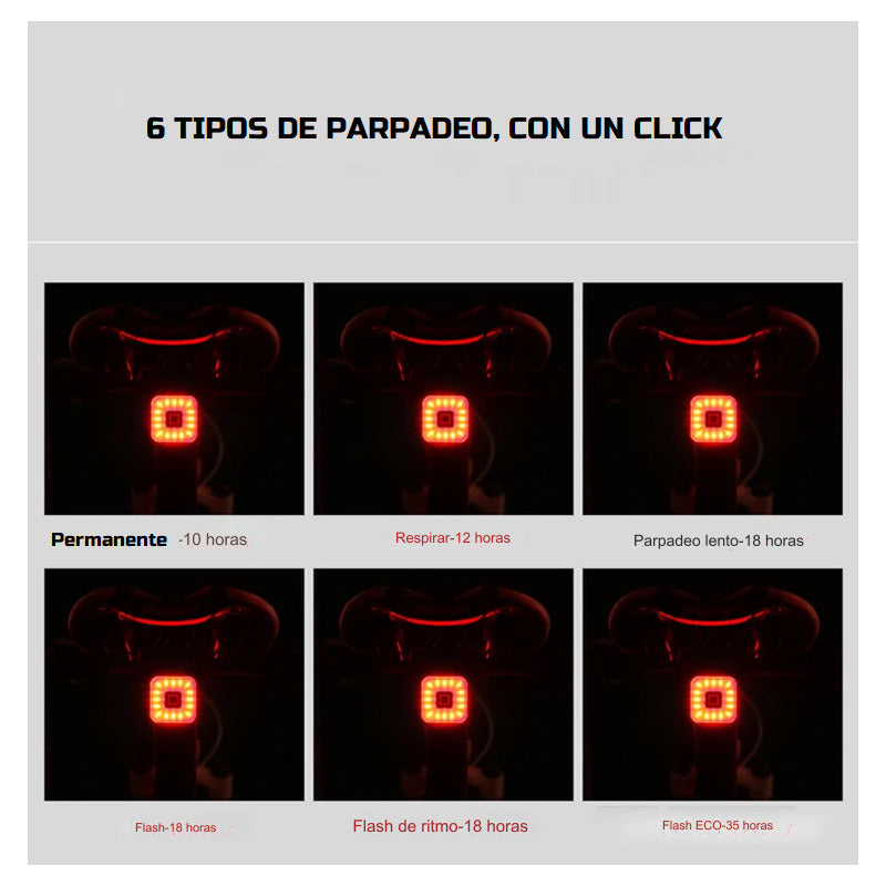 Luz Led Trasera Bicicleta Aluminio Recargable Ipx4 C/ Sensor