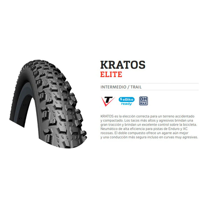 Pack 2 Neumaticos Mitas Kratos Aro 29x2.25 Kevlar Tubeless - Negro