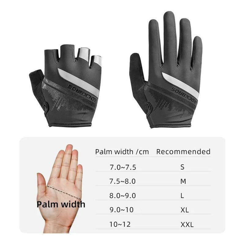 Guantes Bicicleta Rockbros Reflectantes Dedo Corto Ruta Mtb Mi tienda-Repuesto-de-bicicleta