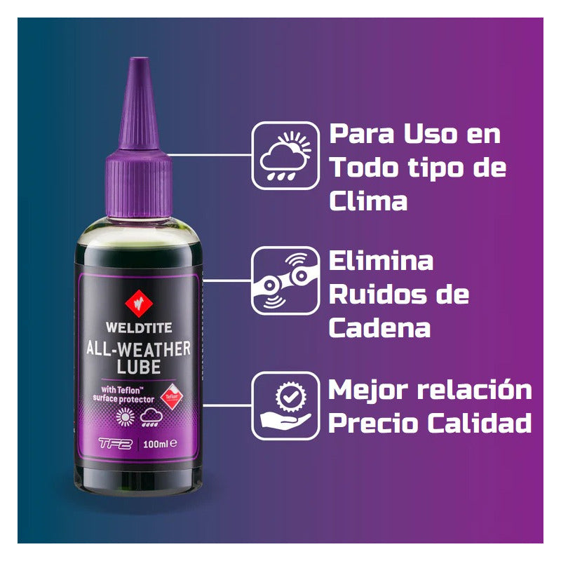Aceite De Cadena Bicicleta Weldtite Todo Clima Teflon 100ml Mi tienda-Repuesto-de-bicicleta