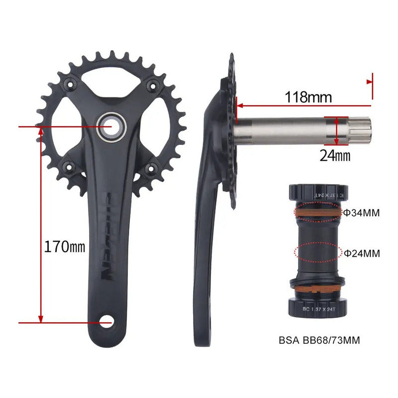 Volante Monoplato Integrado Con Motor Bsa 68/73mm Y Corona Mi tienda-Repuesto-de-bicicleta