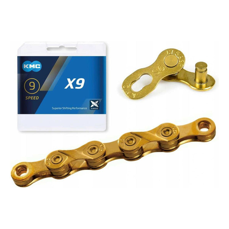 Cadena 9v Kmc X9 Gold Ultra Light 3x9 2x9 1x9 Mi tienda-Repuesto-de-bicicleta
