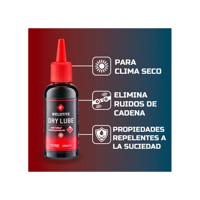 Aceite Cadena Bicicleta Weldtite Teflon Dry Clima Seco 100ml Mi tienda-Repuesto-de-bicicleta