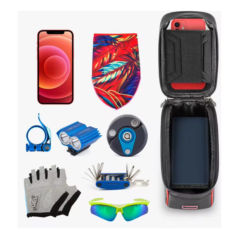 Bolso Delantero Bicicleta Porta Celular Tactil Impermeable Mi tienda-Repuesto-de-bicicleta