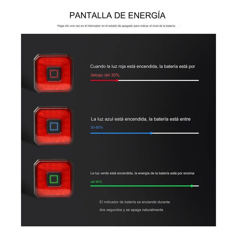 Luz Led Trasera Bicicleta Aluminio Recargable Ipx4 C/ Sensor