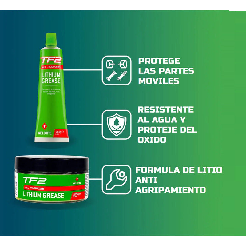 Grasa De Litio Mantenimiento Bicicletas Weldtite Tf2 40grs Mi tienda-Repuesto-de-bicicleta