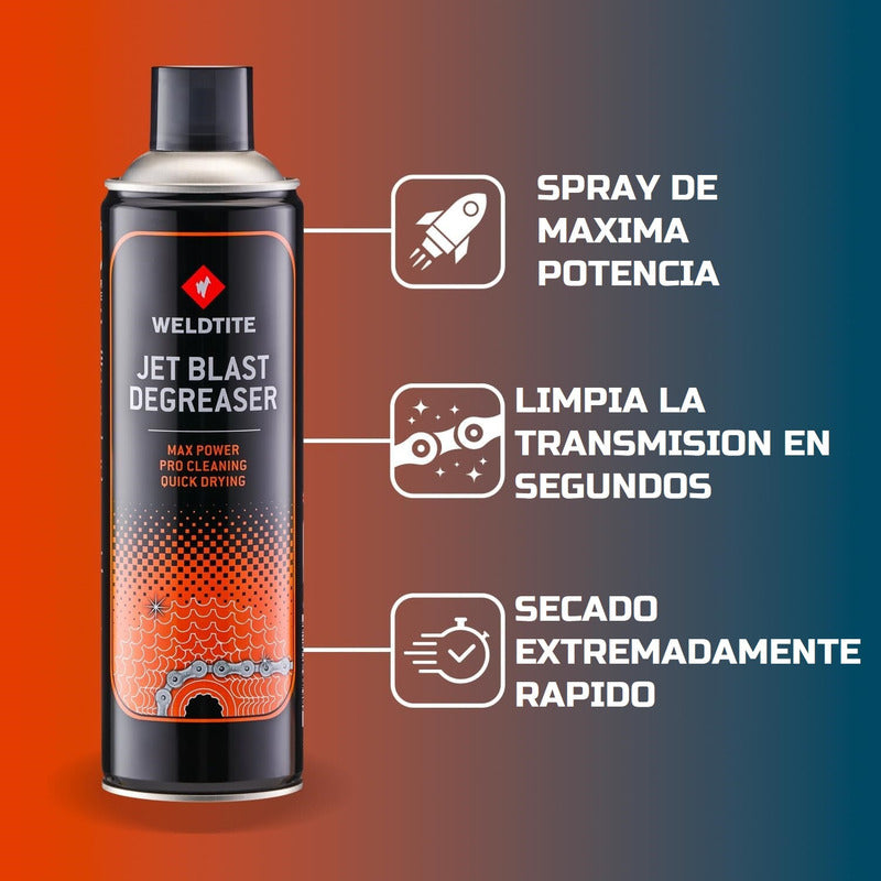Desengrasante De Bicicleta Spray Weldtite Jetblast 500ml Mtb Mi tienda-Repuesto-de-bicicleta