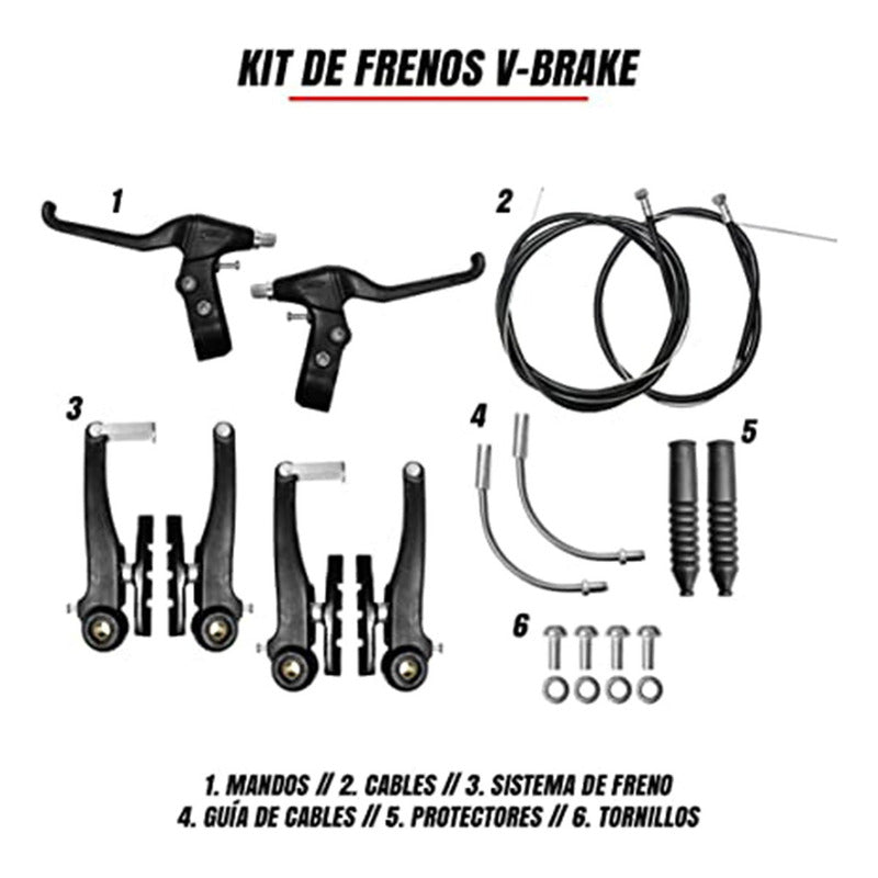 Kit Completo De Frenos V-brake Para Bicicleta Mtb Ruta Paseo Mi tienda-Repuesto-de-bicicleta