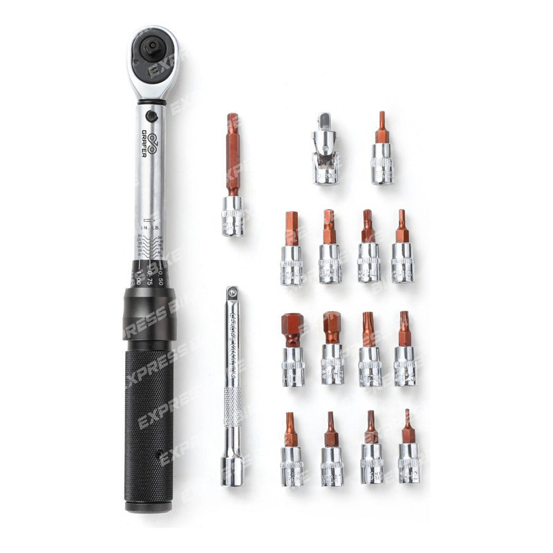 Llave De Torque Profesional 1/4 Pulgada 5 A 30nm - 18 Piezas Mi tienda-Repuesto-de-bicicleta