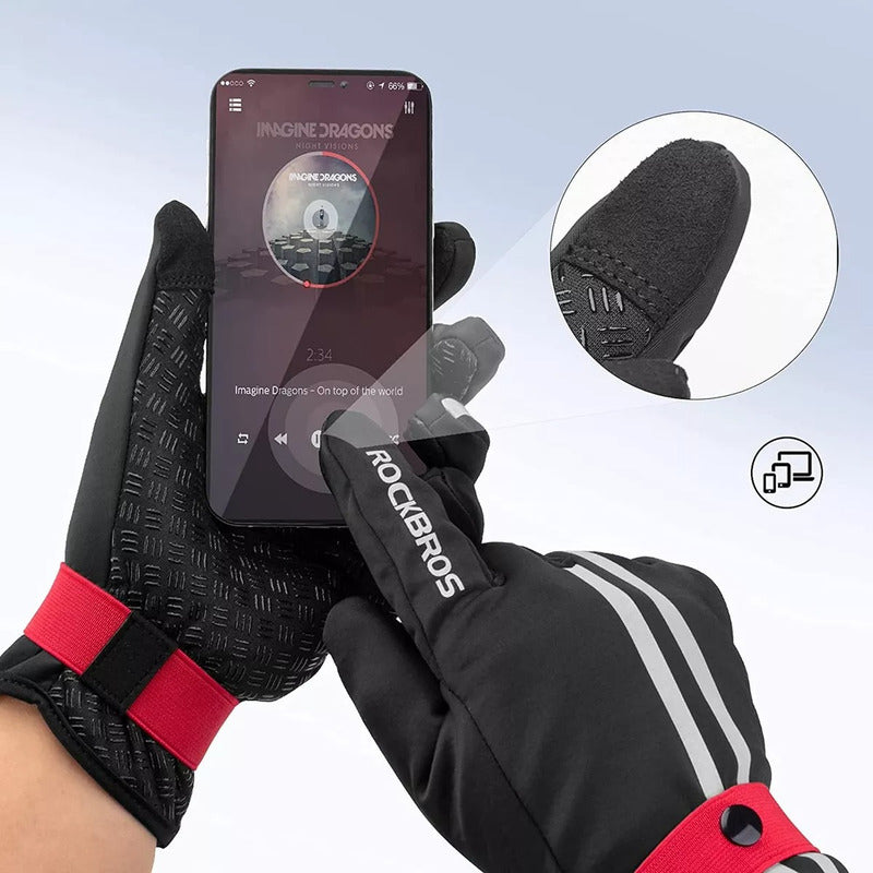 Guantes Bicicleta Rockbros Reflectantes Tactil Frio Invierno Mi tienda-Repuesto-de-bicicleta