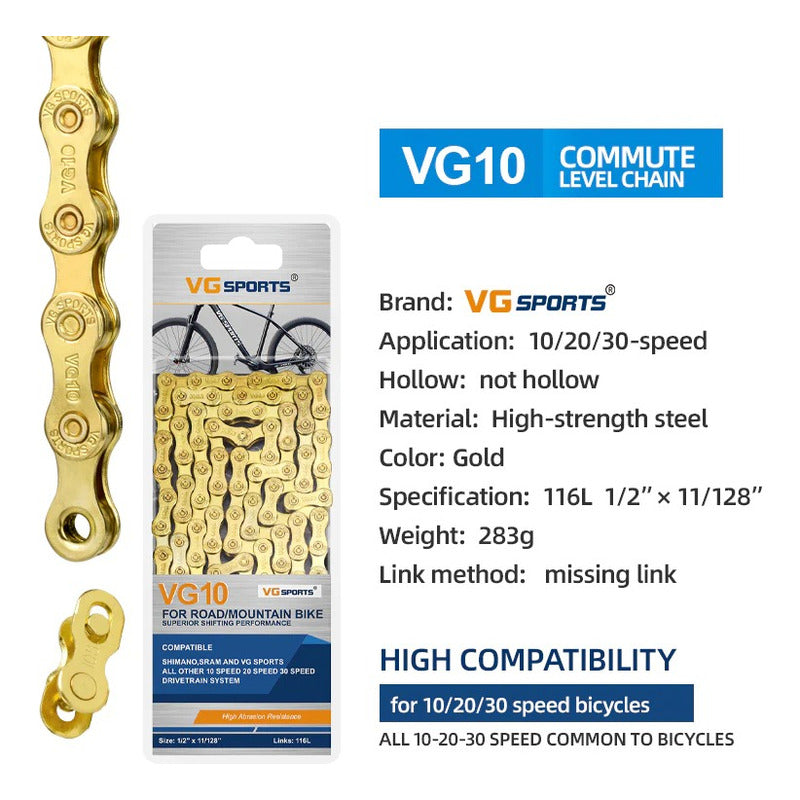 Cadena 10v Kapra Gold Dorada 1x10 Compatible Sram Shimano Mi tienda-Repuesto-de-bicicleta