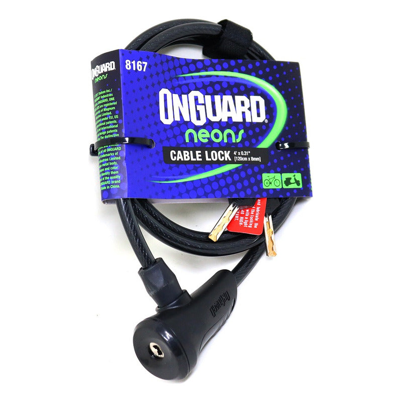 Candado Bicicleta Onguard Neon 8167 C/llave 120cm X 8mm Mi tienda-Repuesto-de-bicicleta