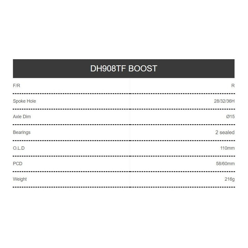 Maza Delantera Solon Dh908tf Boost 32h 15x110mm Rod Sellados Mi tienda-Repuesto-de-bicicleta
