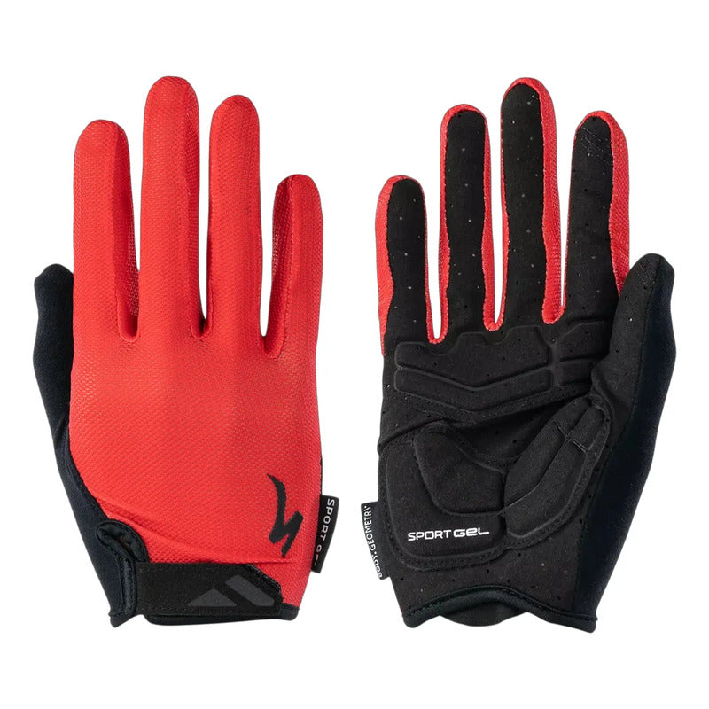 Guantes Bicicleta Specialized Body Geometry Gel Dedo Largo Rojo Talla M