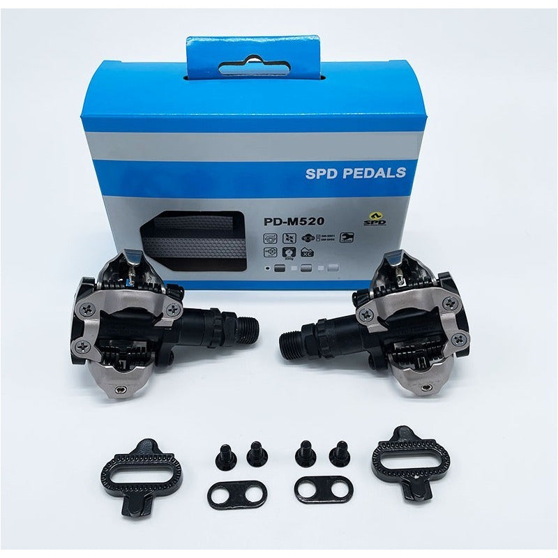 Pedales Anclaje Spd Shimano M520 Negro Con Calas Original Mi tienda-Repuesto-de-bicicleta