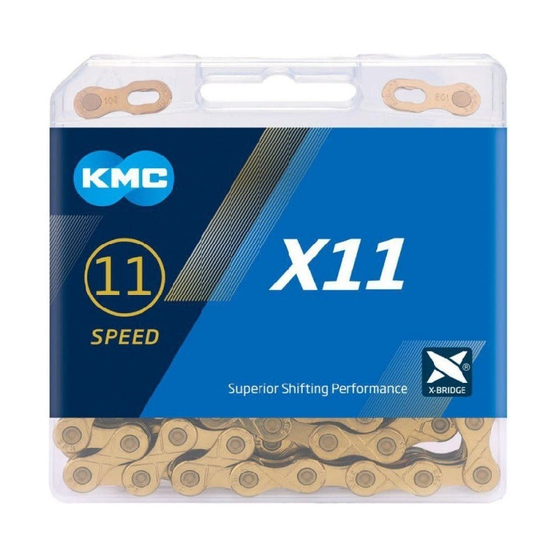 Cadena 11v Kmc X11 Gold Ultra Light 118 Eslabones Mtb Ruta Mi tienda-Repuesto-de-bicicleta
