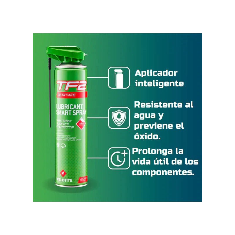 Aceite Lubricante Bicicleta Tf2 Spray Weldtite Teflon 400ml Mi tienda-Repuesto-de-bicicleta