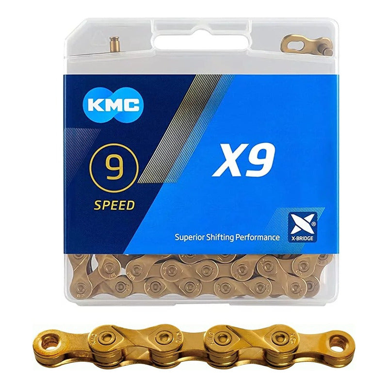 Cadena 9v Kmc X9 Gold Ultra Light 3x9 2x9 1x9 Mi tienda-Repuesto-de-bicicleta