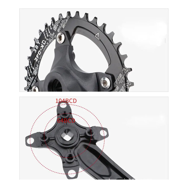 Volante Monoplato Eje Cuadrado Corona 32t 34t 36t Y Pernos Mi tienda-Repuesto-de-bicicleta