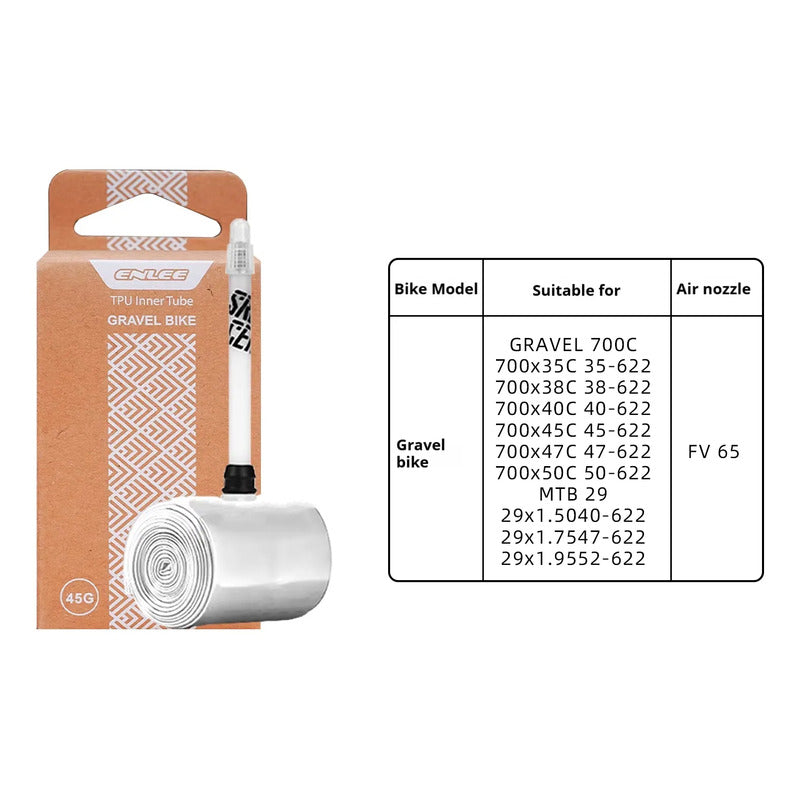 Camara Bicicleta Tpu Aro 700 30/50c Presta 65mm Ligera 45grs Presta Blanco