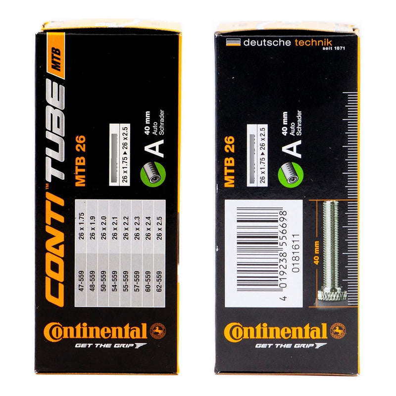 Camara Bicicleta Continental Aro 26 X 1.75/2.50 Valvula Auto Mi tienda-Repuesto-de-bicicleta
