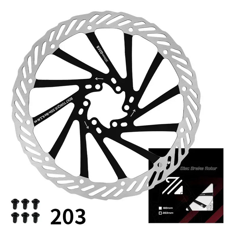 Disco Rotor De Freno Hidraulico 6 Pernos Ozono 203mm Silver-black