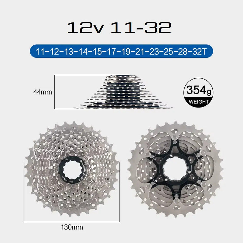 Piñon Cassette 12v 11-32 Para Nucleo Shimano Hg Mtb Ruta Plateado 11 32