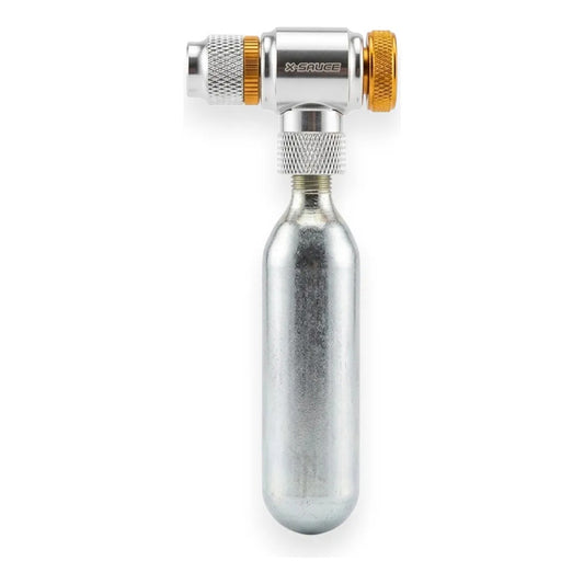 Bombin Inflador Co2 C/ Regulador X-sauce Valvula Auto Presta Plateado