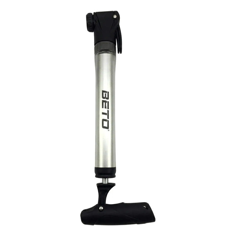Bombín De Mano Bici Beto Cmp-02 Aluminio 100psi Con Soporte Aluminio - Negro