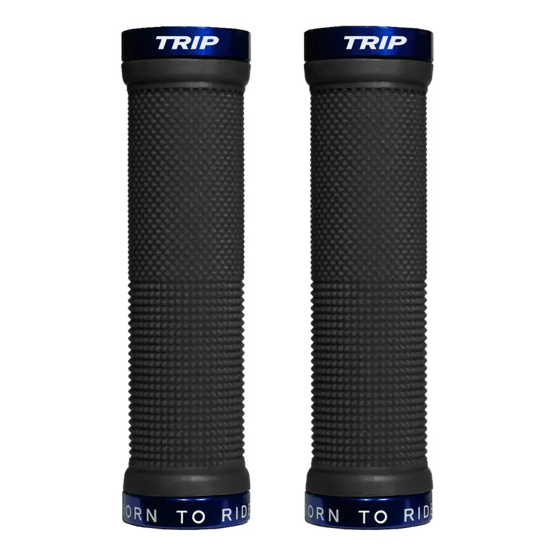 Puños Bicicleta Trip Antideslizante Lock Grips Black Blue Negro