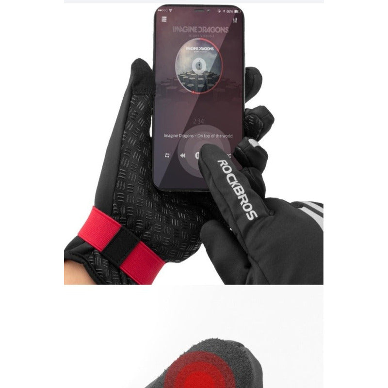 Guantes Bicicleta Rockbros Reflectantes Tactil Frio Invierno Mi tienda-Repuesto-de-bicicleta
