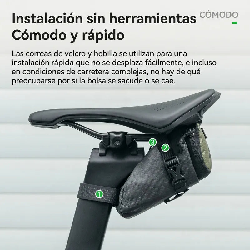 Bolso Para Sillin Bicicleta Impermeable Compacto Rockbros Negro-verde