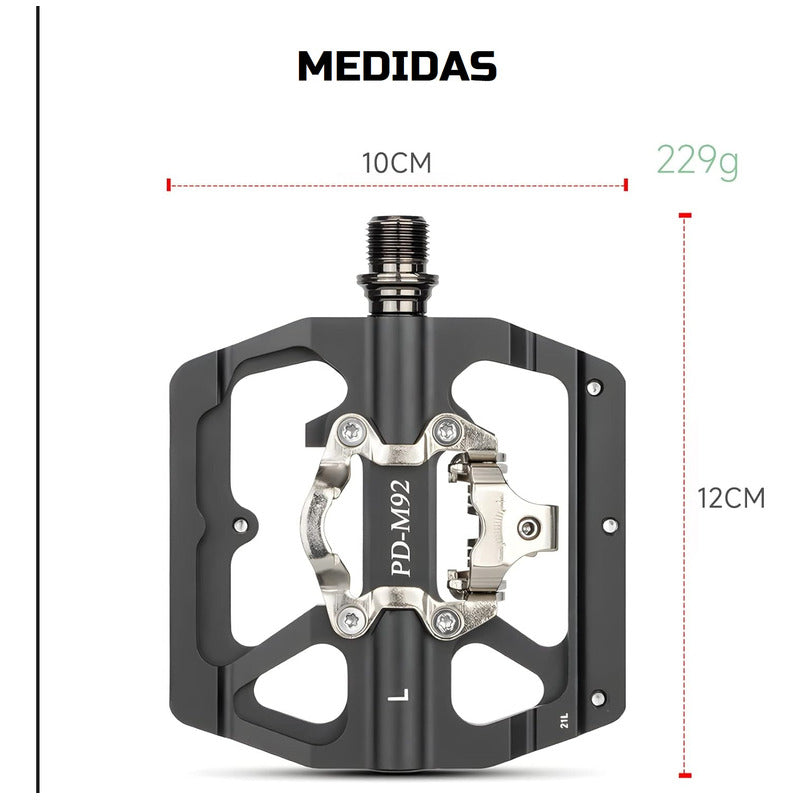 Pedales Anclaje Spd Y Plataforma Aluminio Mixtos Con Calas Mi tienda-Repuesto-de-bicicleta