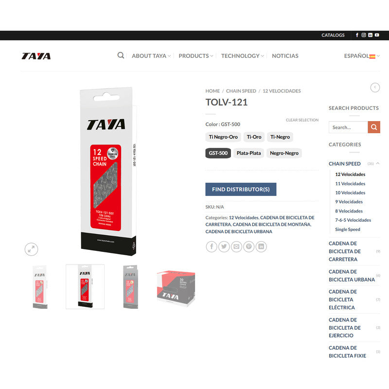 Cadena Taya 12v 126 Links C/eslabon Rápido Original Taiwan