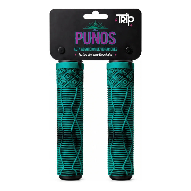 Puños Bicicleta Trip Prisma Comfort Texturado Antideslizante Azul Petróleo