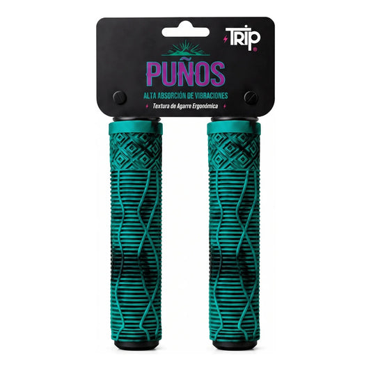 Puños Bicicleta Trip Prisma Comfort Texturado Antideslizante Azul Petróleo