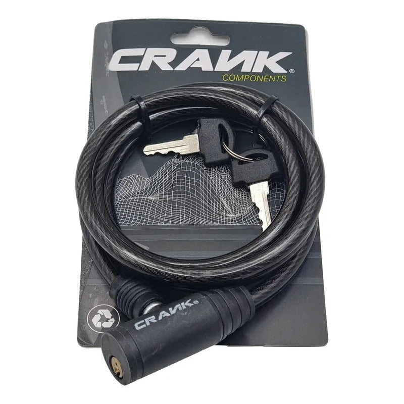 Candado Bicicleta Crank Con 2 Llaves 120cm X 8mm Negro