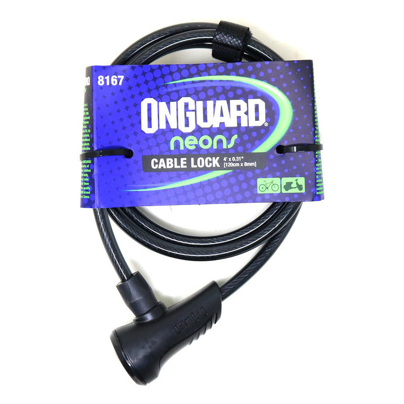 Candado Bicicleta Onguard Neon 8167 C/llave 120cm X 8mm Mi tienda-Repuesto-de-bicicleta