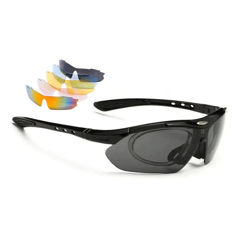 Lentes Gafas Deportivas Ciclismo Certificadas Trip 5 Micas Intercambiables Negro